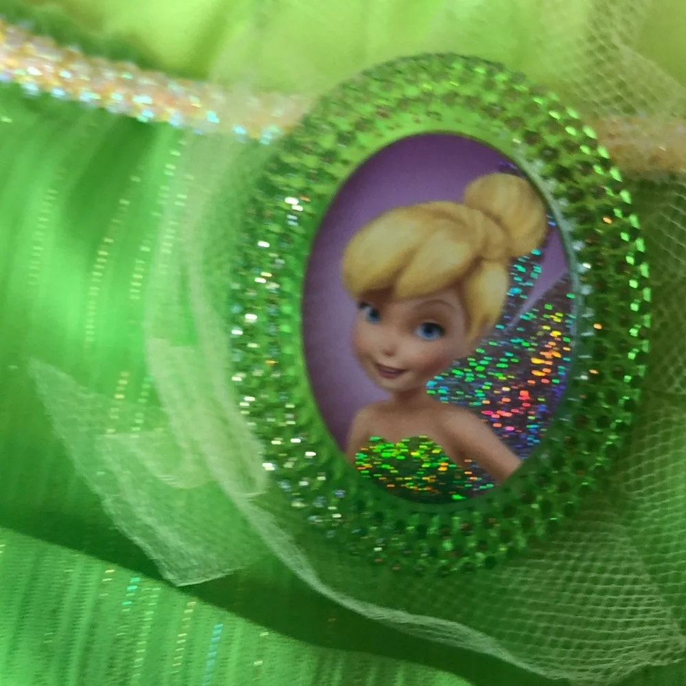 Disney Tinker Bell Lime Green Halloween Costume Dress Girls Small 4-6x NWOT